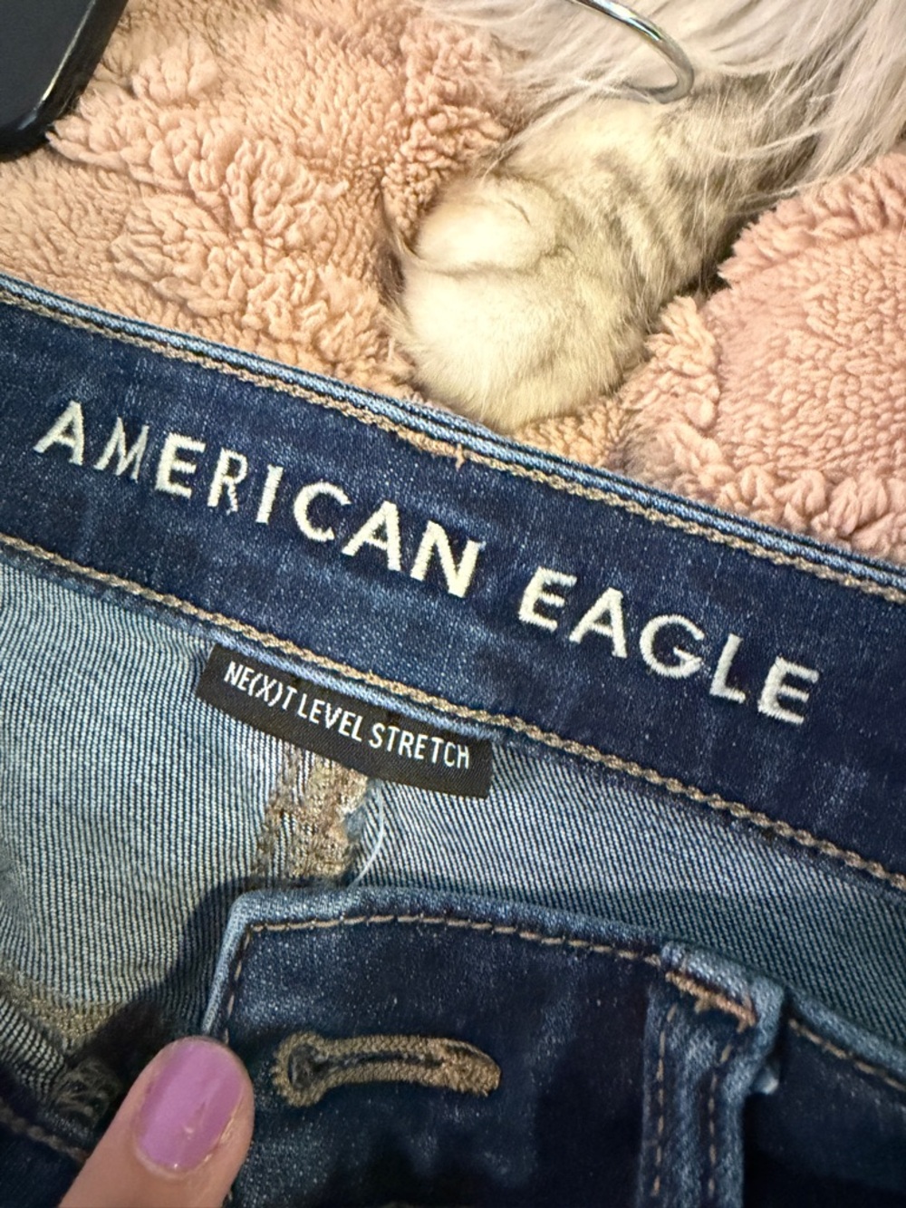 American Eagle Blue Stretch Denim Jean Shorts - Picture 3 of 4